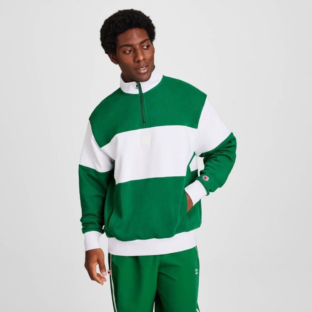 Men's Club Sport Pullover 1/4 Zip French Terry Sweatshirt - Verdant Green XXL